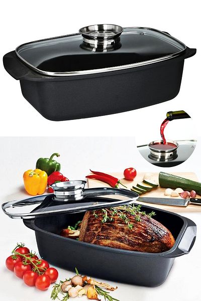 Alpina Oven Nonstick Roaster Pan With Aromatic Lid 5.5 L Baking Tray For Induction And All Stoves Oven Safe