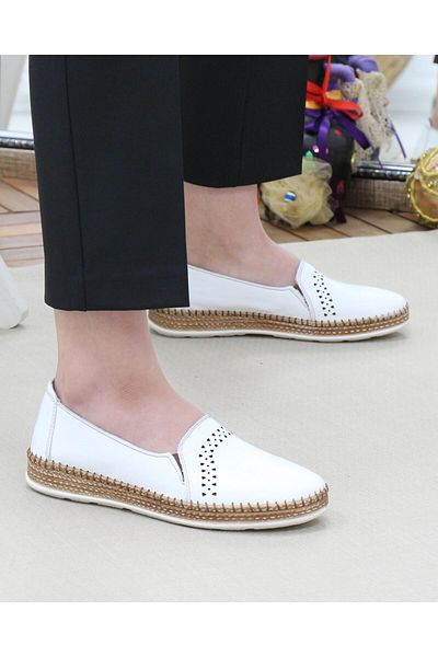 Nesil Shoes Syg P51 White Genuine Leather Women's Shoes