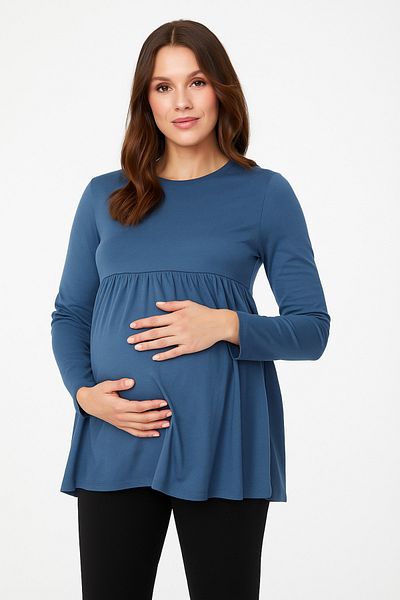 MEGHAN L.A Fusta de maternitate Bluză cu mânecă lungă din țesătură de bumbac cu volane
