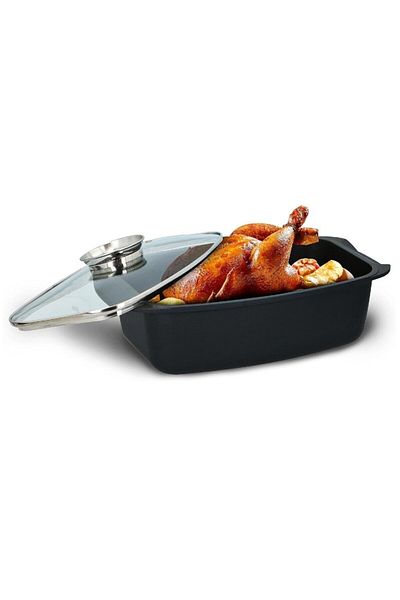 Alpina Oven Nonstick Roaster Pan With Aromatic Lid 5.5 L Baking Tray For Induction And All Stoves Oven Safe