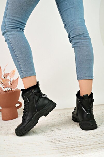 Guja 24K310 24 Siyah İçi Kürklü Fermuarlı Fashion Kadın Bot