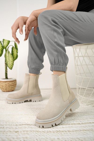 Nesil Shoes Dvm 5004 Cizme de damă din piele întoarsă dublu elastic
