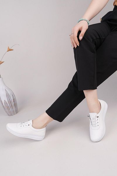 Nesil Shoes Maria 200-90 White Genuine Soft Leather Casual Women's Shoes