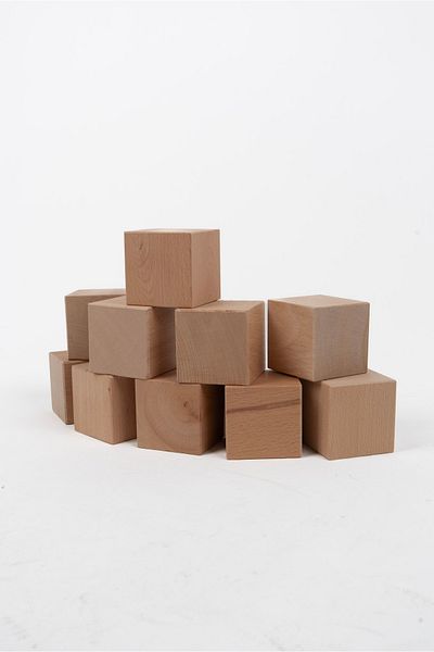 GOart Wooden Colored Cube Blocks 2 cm - 100 Pieces - Natural Wooden Cube