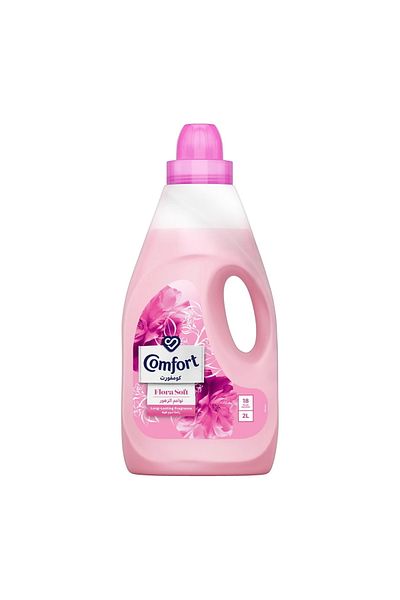 Comfort منعم الأقمشة فلورا سوفت 2 لتر عناية لطيفة، انتعاش يدوم طويلاً وملابس فائقة النعومة