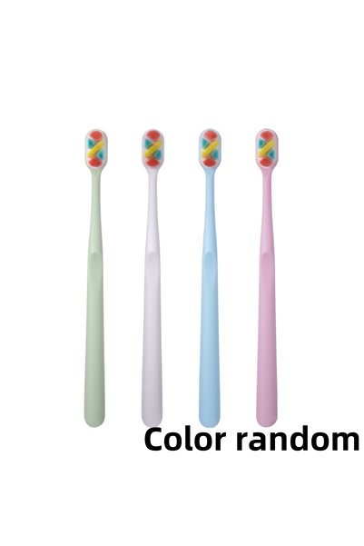 Choice 1 قطعة فرشاة أسنان للكبار بأربعة ألوان عشوائية، معبأة بشكل فردي، شعيرات ناعمة وكثيفة باللون الأحمر