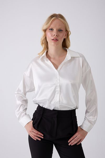fumel women's clothing Women's White Satin Shirt