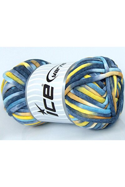 Ice yarns 1×250 جرام. خيوط قطنية جامبو ملونة، درجات اللون الأزرق القطني، درجا...