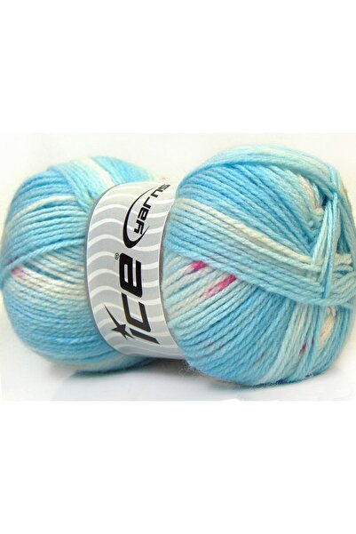 Ice yarns 4x100 جرام. تصميم للأطفال، خيوط أكريليك وردية، زرقاء، بيضاء للشتاء،...