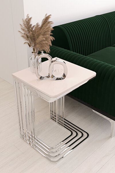 ysnn aksesuar Star 4'lü Kare Zigon Gümüş Kaplama Krem Mebran Mdf