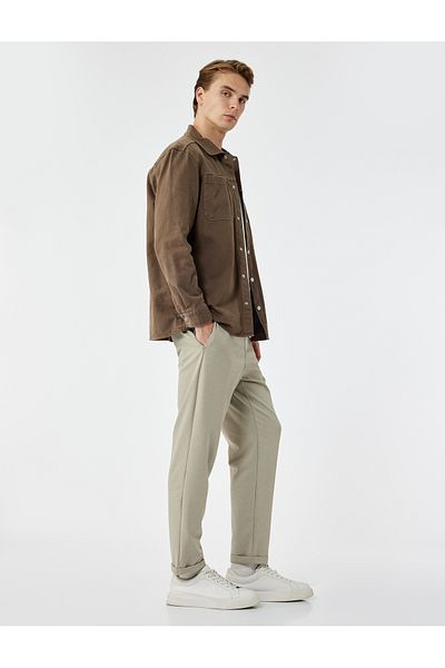 Koton Straight Fit Pike Fabric Pocket Detailed Waist Lace up Trousers