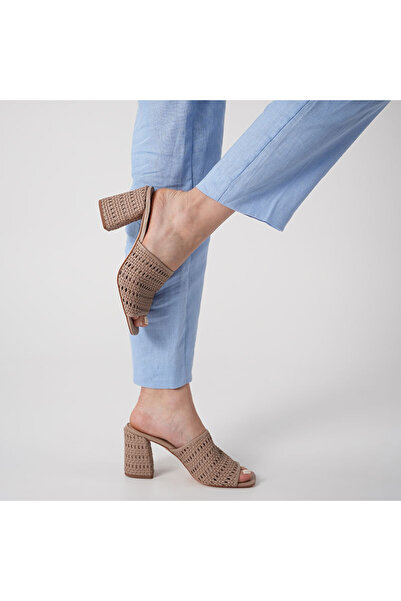 Katy Perry Tan Brown Straw Heeled Women's Slippers