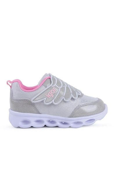IGOR Bc10001-004 Bella Girl's Lighted Velcro Casual Shoes Fucsia Gray Plata