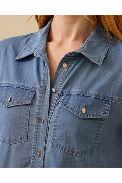 SCL Gömlek Yaka Düğmeli Jean Elbise