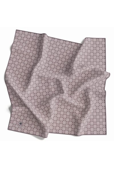 Vissona 100% Twill Silk Monogram με σχέδιο βιζόν Χρώμα 90x90 Φουλάρι Σχήμα ραπτικής: Ράψιμο στο χέρι