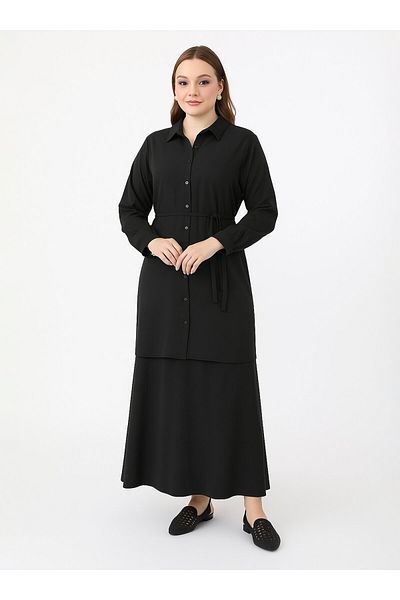 ALİA Set de rochie și tunică din țesătură modal - negru - Alia