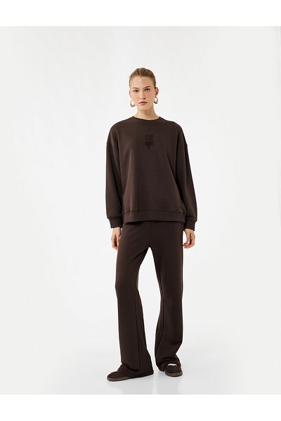 Koton Long Sleeve Crew Neck Embroidered Oversize Sweatshirt