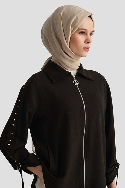 Armine TREND New Season Shirt Collar Embroidered Foldable Sleeve Pocket Zippered Tunic