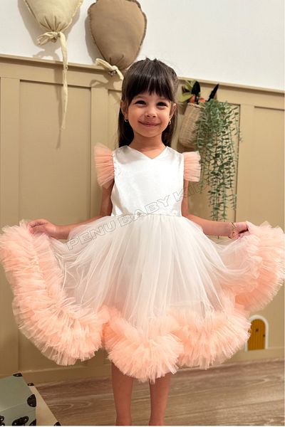 penu baby kids Salmon Carnival Sleeveless Ruffle Skirt Dress for Baby Girl - Alice