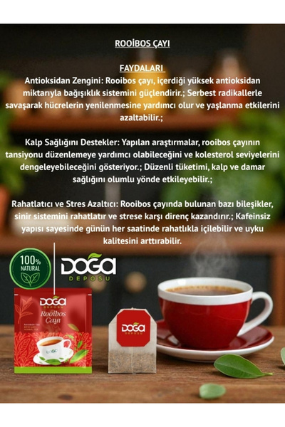 DOĞA DEPOSU Rooibos Çayı – Kafeinsiz Antioksidan Gücü Yüksek Kırmızı Çay