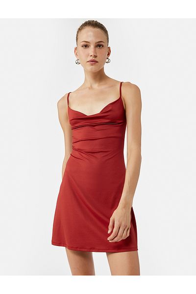 Koton Mini Dress with Peplum Neckline and Straps