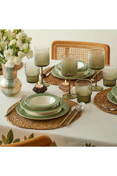 Bella Maison Monica Stoneware 12 Parça 4 Kişilik Yemek Takımı Yeşil