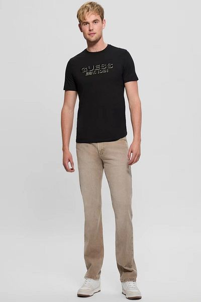 Guess Tricou Ss Bsc Velvet Logo Tee pentru bărbați, negru M5rı50k9rm1-jblk