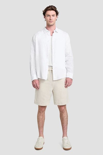 Guess Ls Napa Linen Shirt Men's White Shirt M5Gh73Wh3J0-G011