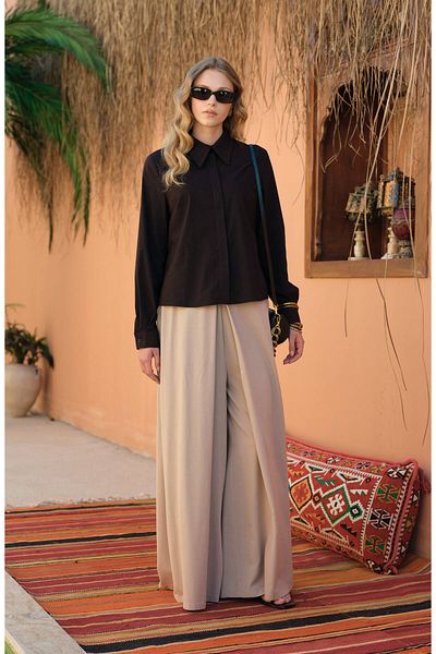 Fatma Atasoy Linen Stone Skirt Trousers