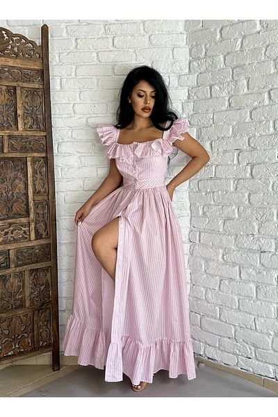 moneta boutique Γυναικείο φόρεμα πουκάμισο με μακρύ σχέδιο με βολάν