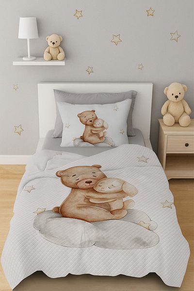 HOMESSA Cute Teddy Bear Single Children's Pique Pillow with Case