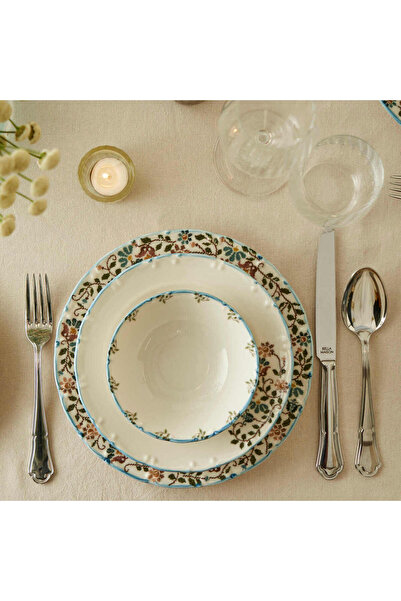 Bella Maison Vintage Porselen 24 Parça 6 Kişilik Yemek Takımı Mavi