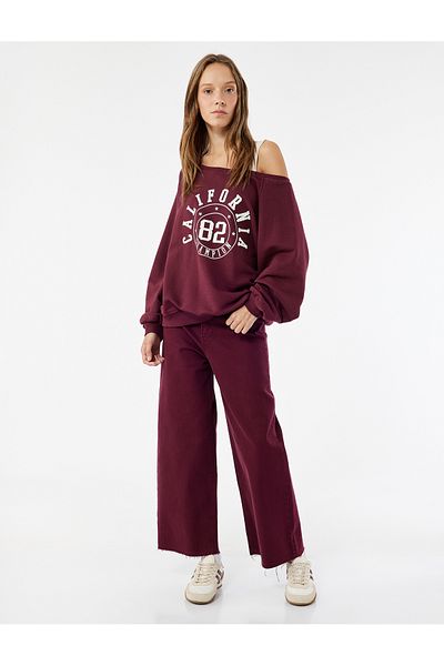 Koton High Waist Button Pockets Relaxed Fit Wide Leg Denim Pants - Culotte Jeans