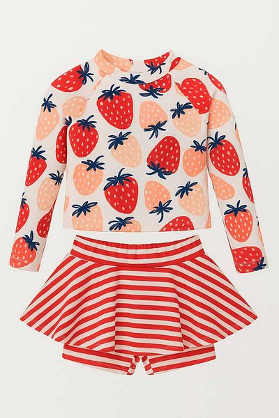My Kids Wear Girl's Colorful 2-Piece Swimsuit with Skirt Detail