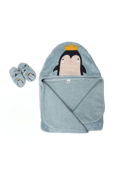 Miespiga Penguin Towel Swaddle Slippers Set