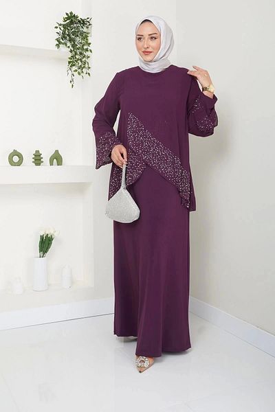 kaes giyim Rochie de seara Hijab cu perle de marime mare
