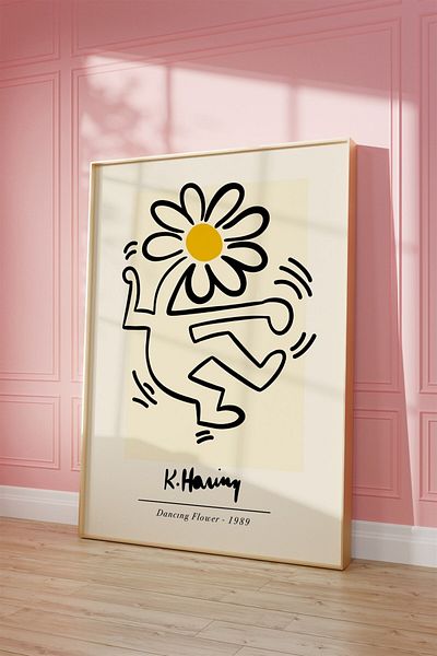 Buka Shops Flower By Keith Haring Pictură Galbenă, Poster - Fără încadrare