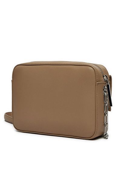 Calvin Klein Women's Chain Strap Zipper Closure Logo Beige Shoulder Bag K60K 613140 -0F4