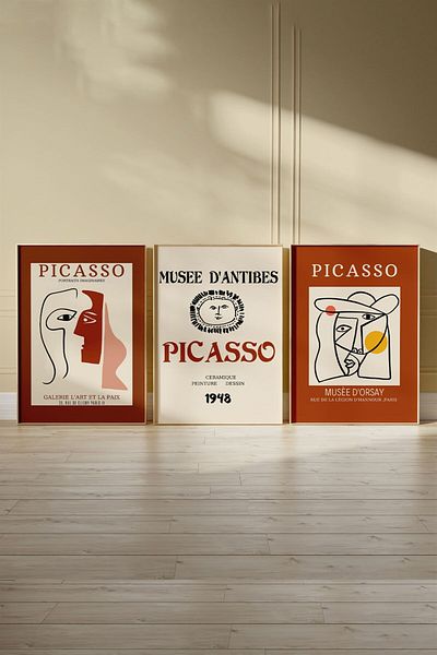 Buka Shops Picasso Musee Dantibes Set de 3 tablouri, set de postere - fără cadru