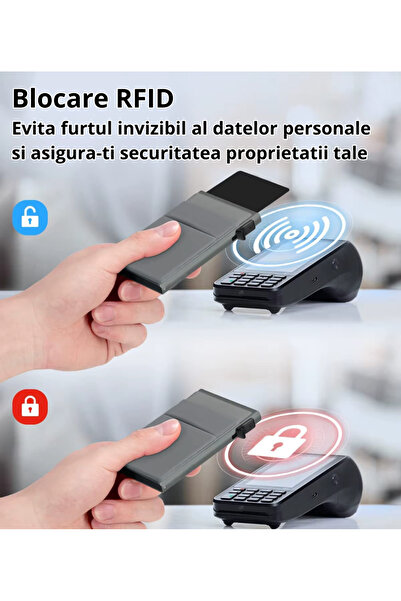 INNOVIO Portofel Pop-up pentru carduri INNOVIO® cu protectie RFID, Cardholder, Capacitate 7 carduri, Gri
