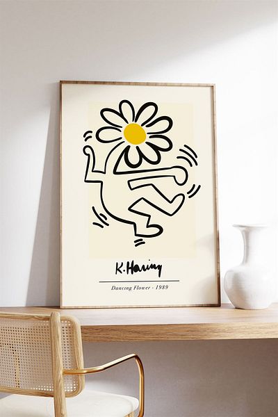Buka Shops Flower By Keith Haring Pictură Galbenă, Poster - Fără încadrare