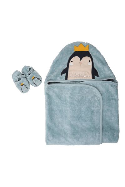 Miespiga Penguin Towel Swaddle Slippers Set