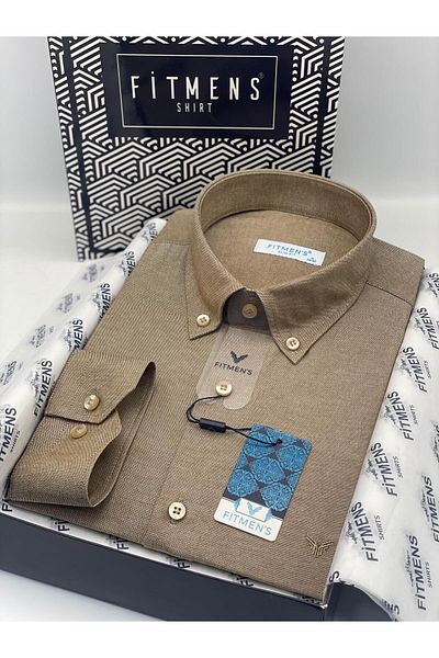 Fitmens Slim Fit Long Sleeve Cotton Gift Boxed Easy-Iron Men's Shirt Fs-002225 - Brown