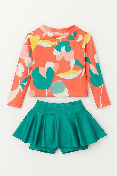 My Kids Wear Girl's Swimsuit with Skirt Detail