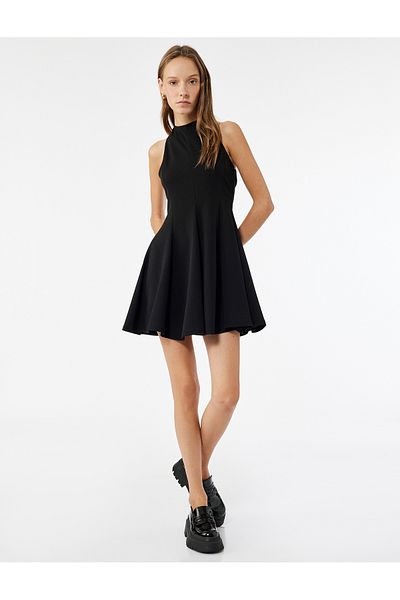 Koton Sleeveless Halter Neckline Flounced Mini Dress