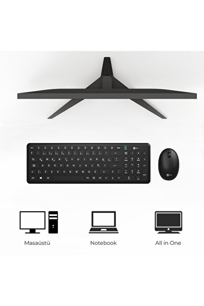 Lecoo Kw204 Kablosuz Türkçe Q Klavye Mouse Set 2.4ghz Sessiz Ergonomik Pil Dahil Siyah