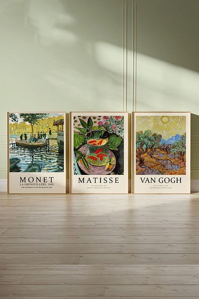 Buka Shops Monet Matisse Van Gogh Pictură în 3 piese, set poster - fără încadrare