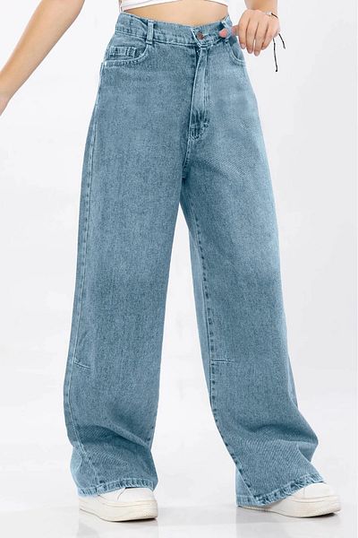 Asortik Kids Girls' Wide-Leg Loose-Fit Jeans