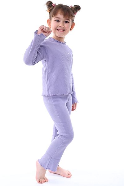 ZUZUNGA Set camisole liliac pentru fetiță - 3-8 ani, cu volane și detalii de broderie