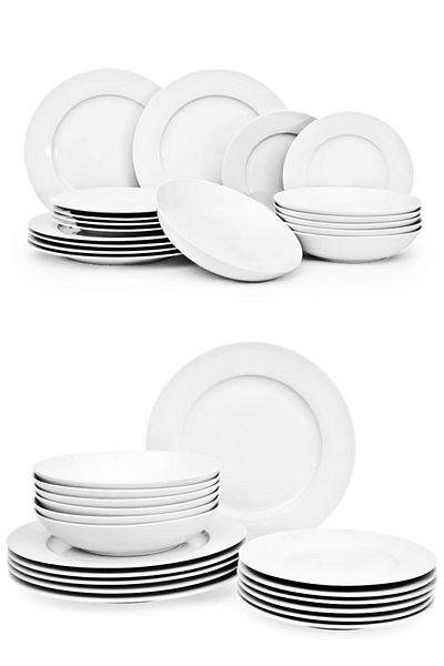 Tavola White Porcelain Dinner Set Dining Set Of 18 White Plates Farfurii Dishwasher Microwave Safe